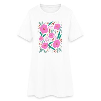 Bouquet de fleurs en rose - Robe T-shirt Femme - blanc - Devant