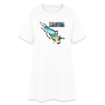 Aquarell Landkarte Sumatra - Frauen T-Shirt-Kleid - Weiß - Vorne