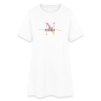 N | Monogram | Name | Nikita |Watercolor - Women’s T-Shirt Dress - white - Front