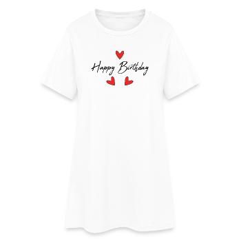 JOYEUX ANNIVERSAIRE. HAPPY BIRTHDAY. ANNIVERSAIRE. - Robe T-shirt Femme - blanc - Devant