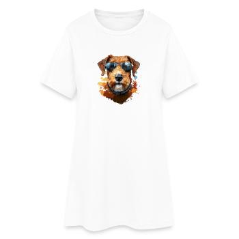 Airedale Terrier avec lunettes de soleil - Robe T-shirt Femme - blanc - Devant