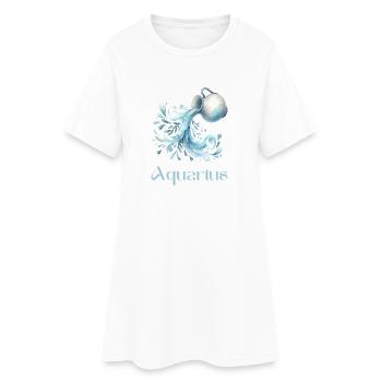 Elegant Aquarius Zodiac Watercolor Gift - Women’s T-Shirt Dress - white - Front