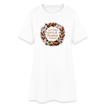 Couronne d’automne - Feuilles d’automne et citrouilles s’il vous plaît - Robe T-shirt Femme - blanc - Devant