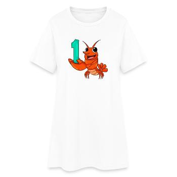 Numéro 1 Numéro Un - Motif Homard - Robe T-shirt Femme - blanc - Devant