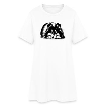 Sheltie - Frauen T-Shirt-Kleid - Weiß - Vorne