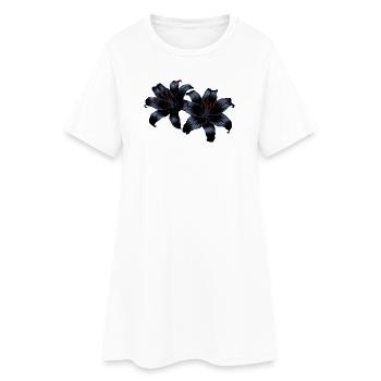 Nachtlilien Dunkle Blütenzauber - Frauen T-Shirt-Kleid - Weiß - Vorne