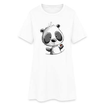 Drolliger Panda I Pandabär I Pandas Tiermotiv - Frauen T-Shirt-Kleid - Weiß - Vorne