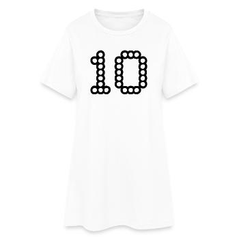 10. 10 JAHRE. 10-JÄHRIGES JUBILÄUM. 10-JÄHRIGES JUBILÄUM. - Frauen T-Shirt-Kleid - Weiß - Vorne