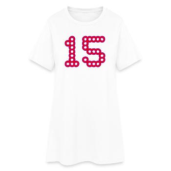 15. 15 ANS. 15e ANNIVERSAIRE. ANNIVERSAIRE 15 ANS. - Robe T-shirt Femme - blanc - Devant