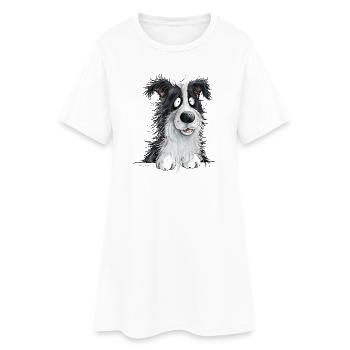 Droll Border Collie Chien de troupeau Amoureux des chiens - Robe T-shirt Femme - blanc - Devant