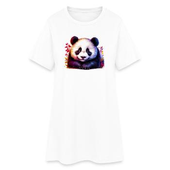 Panda - Frauen T-Shirt-Kleid - Weiß - Vorne