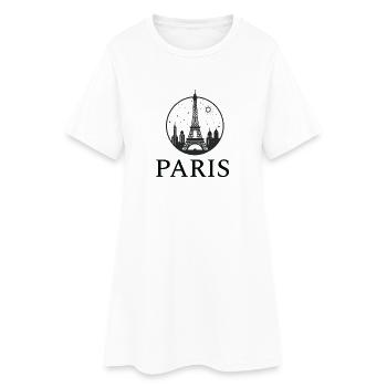 Paris Eiffel Tower silhouette in a circle - Women’s T-Shirt Dress - white - Front