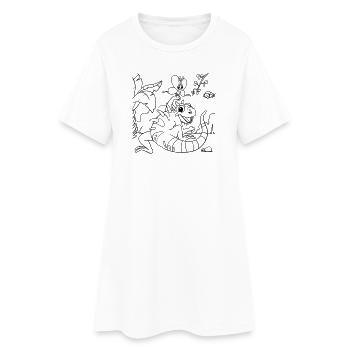 Page à colorier de la jungle d’Iguane illustrée à la main - Robe T-shirt Femme - blanc - Devant