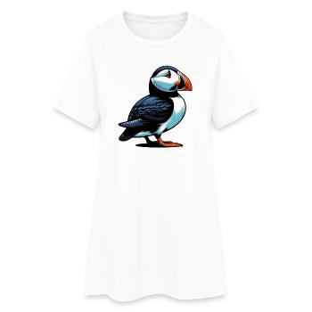 Macareux - Robe T-shirt Femme - blanc - Devant