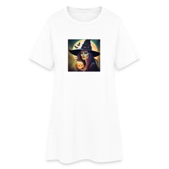 halloween, sorcière, citrouille - Robe T-shirt Femme - blanc - Devant