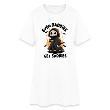 Flaming Grim Reaper with Coffee - Women’s T-Shirt Dress - white - Front