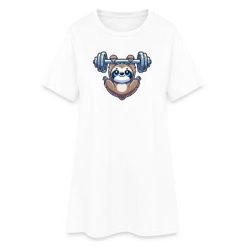 Lazy Dumbbell Pull-Up Workout Funny - Women’s T-Shirt Dress - white - Front