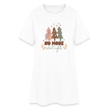 Annonce Grossesse Noël Fini les nuits silencieuses - Robe T-shirt Femme - blanc - Devant