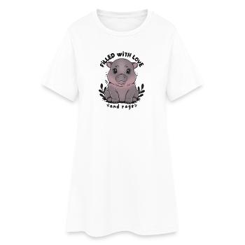 Hippo Filled with Love and Rage - Women’s T-Shirt Dress - white - Front
