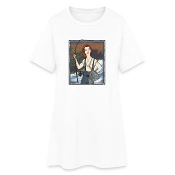 Femme forte à la pêche - Robe T-shirt Femme - blanc - Devant