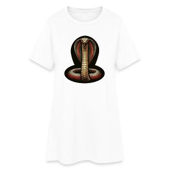 Kobra im Feuerfarben-Kontrast - Frauen T-Shirt-Kleid - Weiß - Vorne
