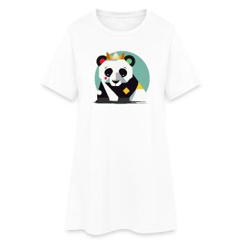 Panda géométrique avec couronne – Imprimé animal élégant - Robe T-shirt Femme - blanc - Devant
