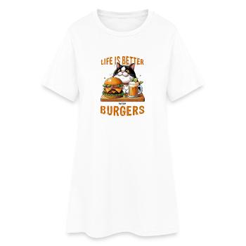 La vie est meilleure avec les Burgers - fat cat - Robe T-shirt Femme - blanc - Devant