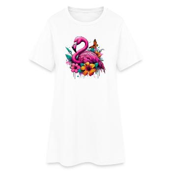 Flamant - Robe T-shirt Femme - blanc - Devant
