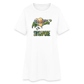 Aquarell Landkarte Singapur - Frauen T-Shirt-Kleid - Weiß - Vorne
