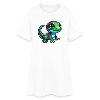 Gecko - Frauen T-Shirt-Kleid - Weiß - Vorne