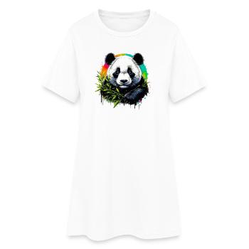 Panda - Frauen T-Shirt-Kleid - Weiß - Vorne
