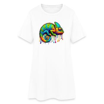 Caméléon - Robe T-shirt Femme - blanc - Devant