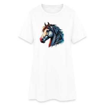 Cheval - Robe T-shirt Femme - blanc - Devant