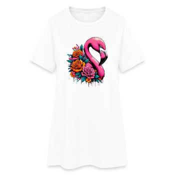 Flamant - Robe T-shirt Femme - blanc - Devant