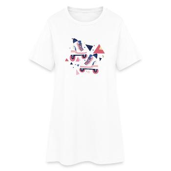 patins à roulettes motif des années 90 - Robe T-shirt Femme - blanc - Devant
