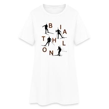 Vêtements pour fans de biathlon - Graphique audacieux des sports d’hiver - Robe T-shirt Femme - blanc - Devant