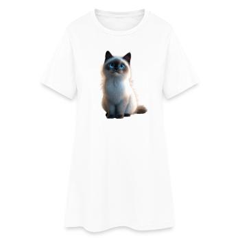 Chat Birman Chat Birman Sacré Chat Birman Mignon Chats Birmans - Robe T-shirt Femme - blanc - Devant