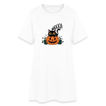 Halloween Katze Boo - Spooky Cat - Frauen T-Shirt-Kleid - Weiß - Vorne