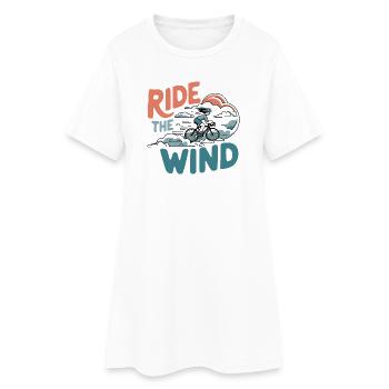 Fahren Sie mit dem Wind-Radfahrer - Frauen T-Shirt-Kleid - Weiß - Vorne