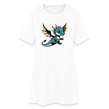 Drache - Frauen T-Shirt-Kleid - Weiß - Vorne