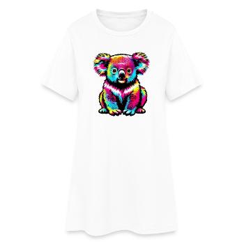 Koala - Frauen T-Shirt-Kleid - Weiß - Vorne