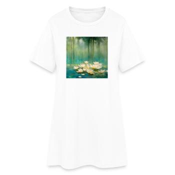 Seerosen - Frauen T-Shirt-Kleid - Weiß - Vorne
