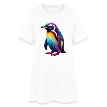 Pinguin - Frauen T-Shirt-Kleid - Weiß - Vorne