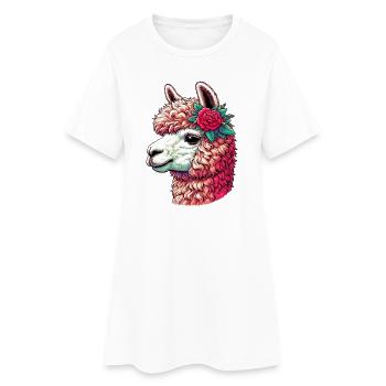 Alpaka - Frauen T-Shirt-Kleid - Weiß - Vorne