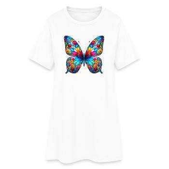 Schmetterling - Frauen T-Shirt-Kleid - Weiß - Vorne