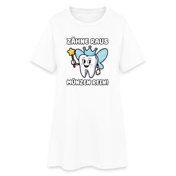 Les dents sorties, les pièces de monnaie dedans ! - Robe T-shirt Femme - blanc - Devant
