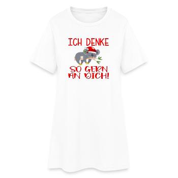 WEIHNACHTEN BEZIEHUNG - ICH DENKE AN DICH - Frauen T-Shirt-Kleid - Weiß - Vorne