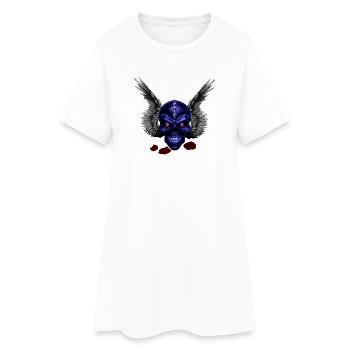 menschenschädel und Feder-Flügel, gothic design - Frauen T-Shirt-Kleid - Weiß - Vorne