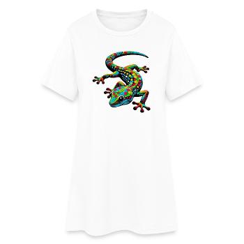 Gecko - Frauen T-Shirt-Kleid - Weiß - Vorne
