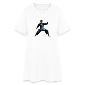 Martial Artist Action Pose Design - Women’s T-Shirt Dress - white - Front